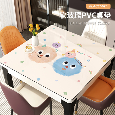 PVC正方形桌布免洗防水防油防烫餐桌垫卡通方桌桌布桌面保护垫子