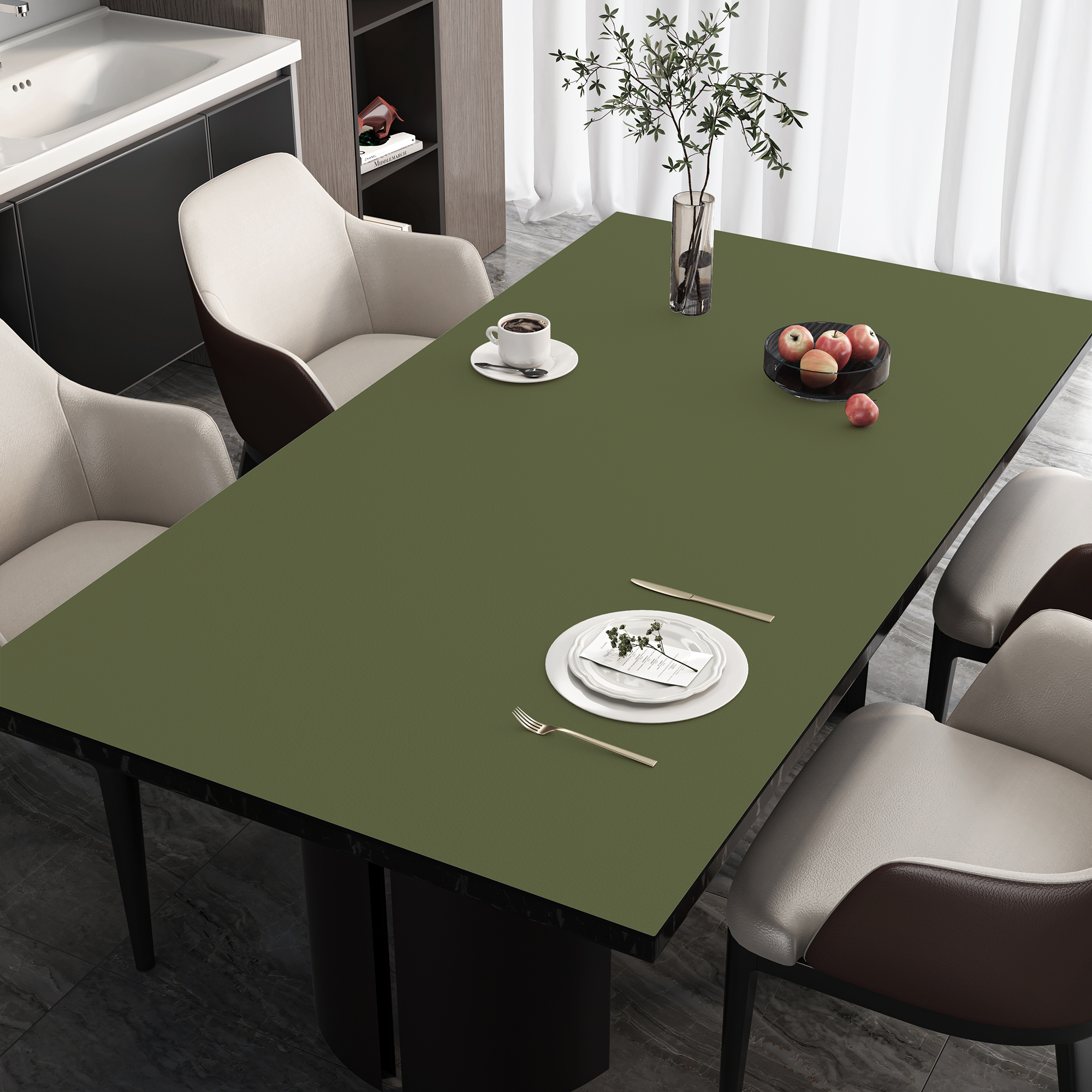 纯色皮革桌垫防油免洗防水餐桌垫茶几垫桌面保护垫轻奢高级感桌布