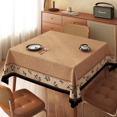 中古风方桌桌布防水防油免洗2025新款复古餐桌茶几台布正方形盖布