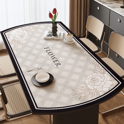 椭圆形桌垫轻奢高级感桌布防水防油免洗皮革餐桌保护垫子茶几台布