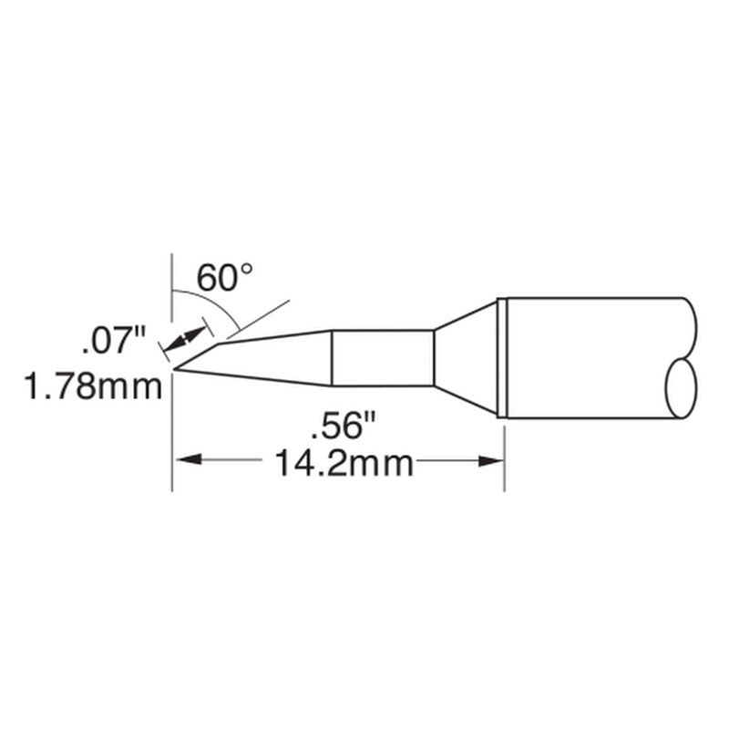 美国 METCAL STTC-047斜面烙铁头（斜面/长） 60° x 1.78毫