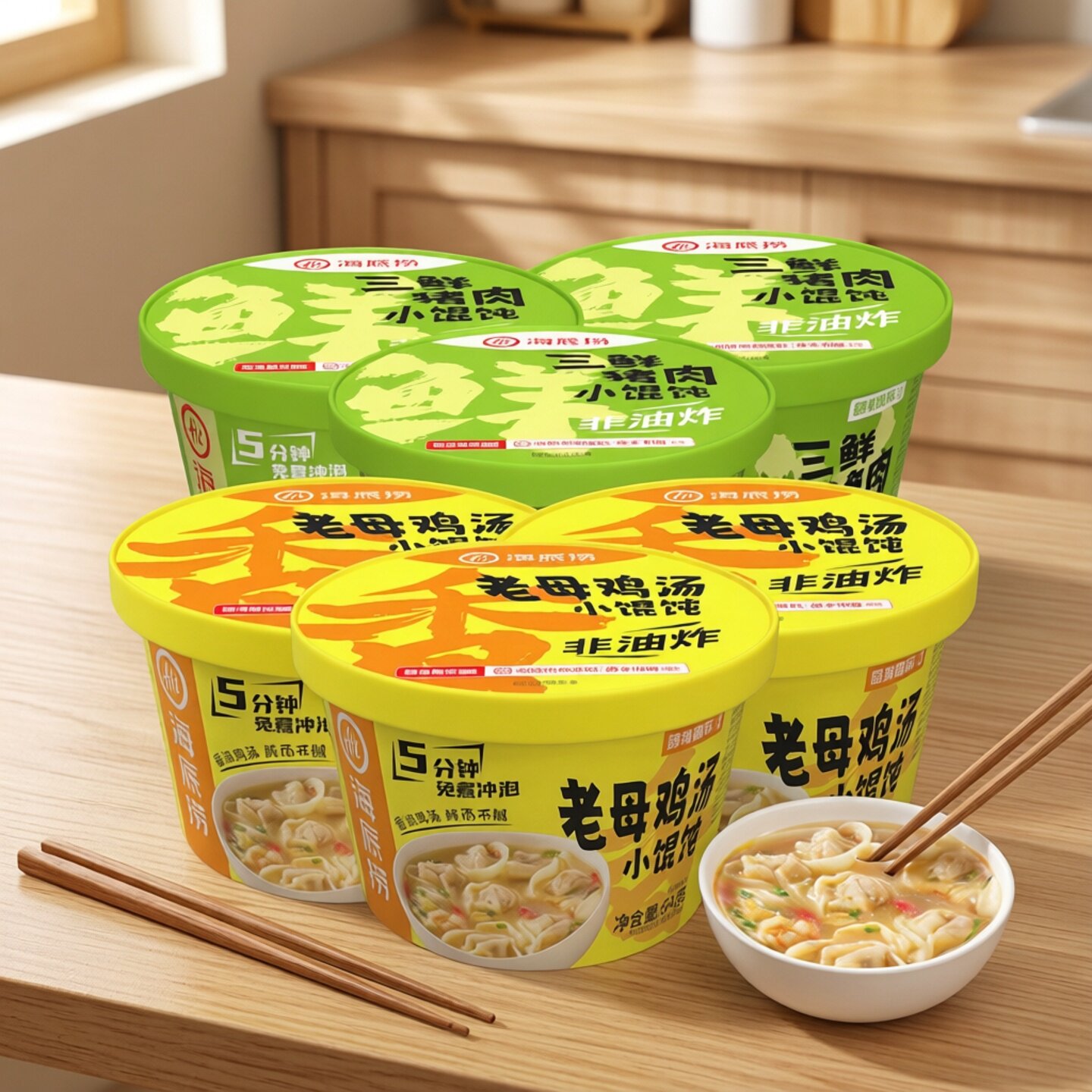 海底捞三鲜猪肉小馄饨老母鸡汤小馄饨红油抄手非油炸冲泡即可食用