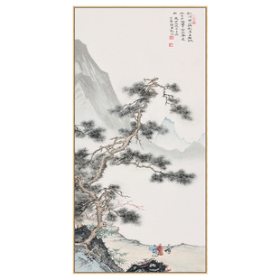 进门走廊过道单幅壁画水墨挂画 山水画招财风水新中式 玄关竖版 推荐