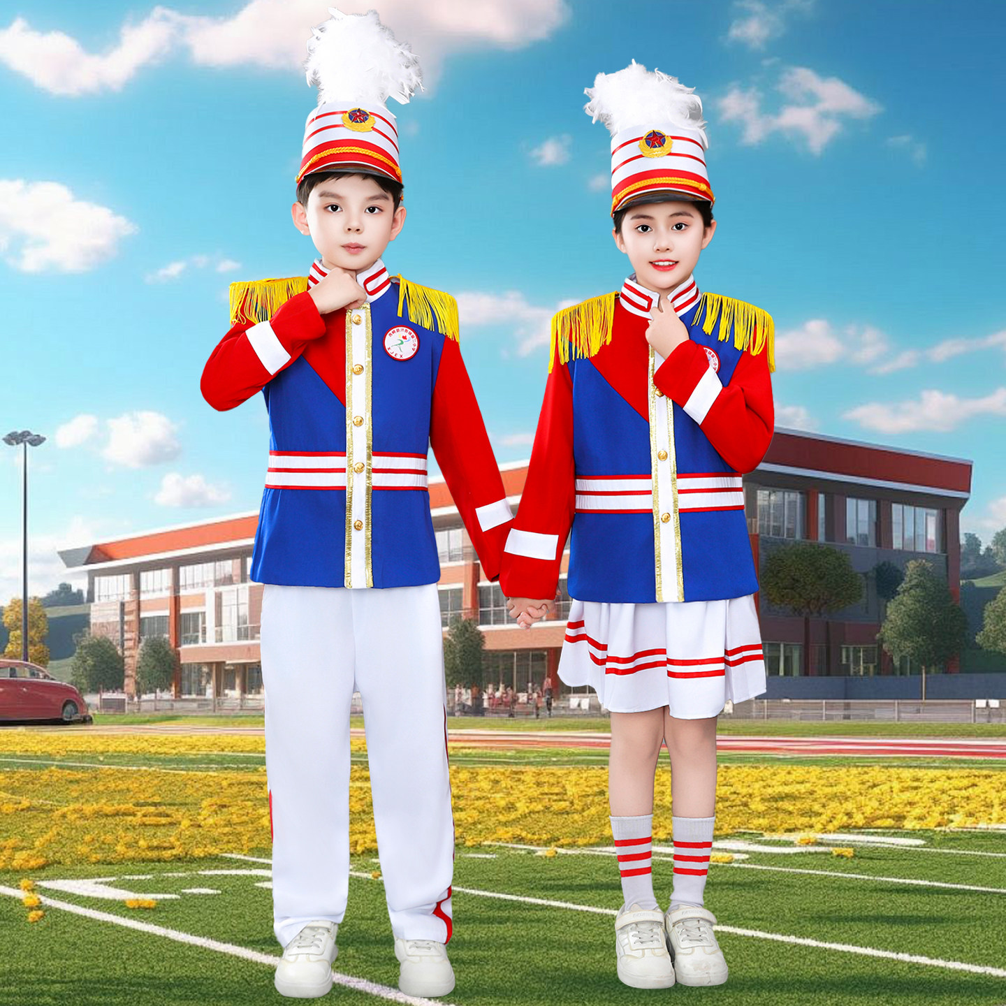 新款儿童鼓号服仪仗队服乐队升旗护旗手服中小学生鼓号队服装包邮