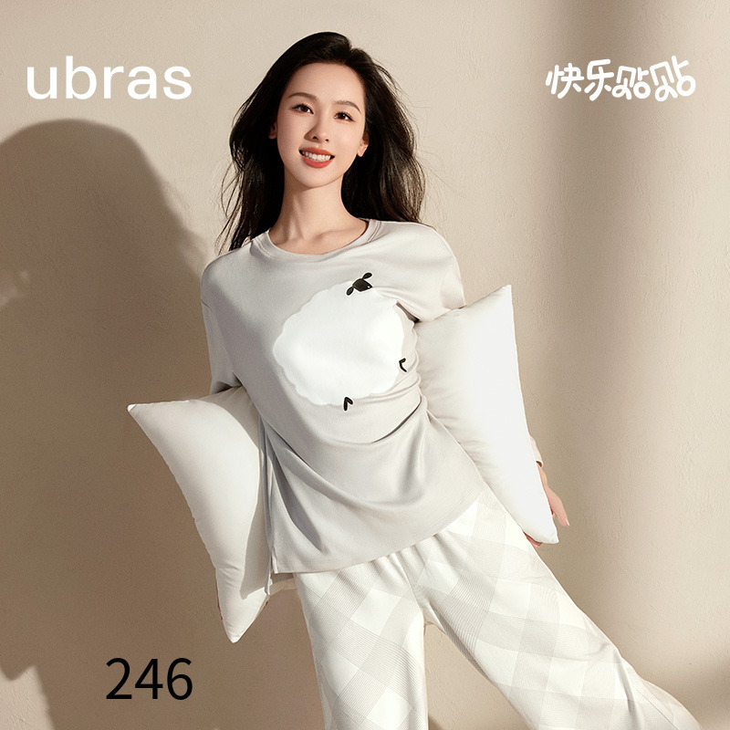 ubras奶酪绒圆领家居服可爱动物