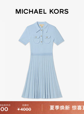 MICHAEL KORS MK 女士 Polo 领喇叭裙摆及膝连衣裙