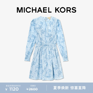 KORS 2件85折 女士棕榈印花棉质收腰连衣裙 MICHAEL