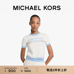 【两件折上折】MICHAEL KORS MK 女士撞色针织短袖T恤
