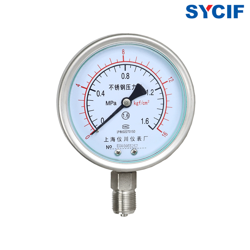 上海仪川 不锈钢压力表耐高温防腐防酸 Y-100BF 真空水压油压气压