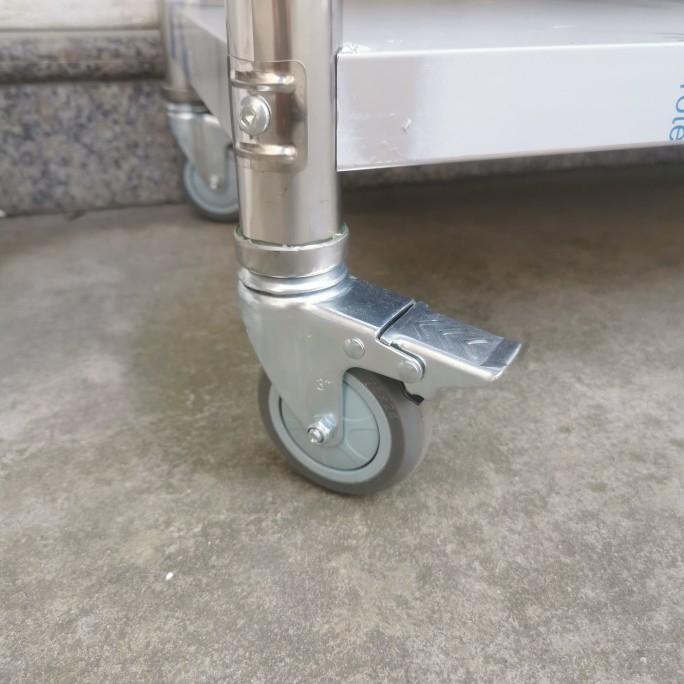 不锈钢厨a房操作台32/38/48/51mm圆管专用置物架配套万向轮带刹车