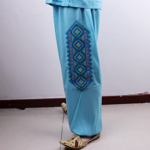 新疆舞蹈服装男装夏季衬衫裤子绣花维族舞广场舞新款长袖衬衣男士