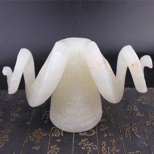 巴基斯坦玉石羊头摆件羊首生肖玉羊摆设家居玄关酒柜装饰动物摆设