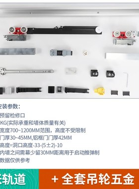 意大利TERNO口袋门滑轨道w按弹缓冲吊滑轮轨推拉隐藏趟门五金配件