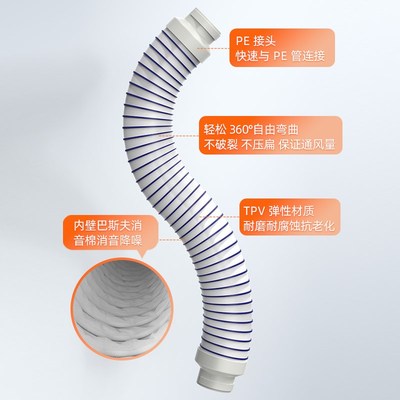 新风消音管风管TPV软管中段消音消音器通用管道风机Y消音降噪软管