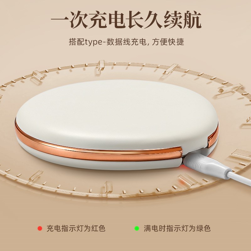 手持lebd化妆镜带灯高级办公室用小镜子便携补妆镜圆形女生随身