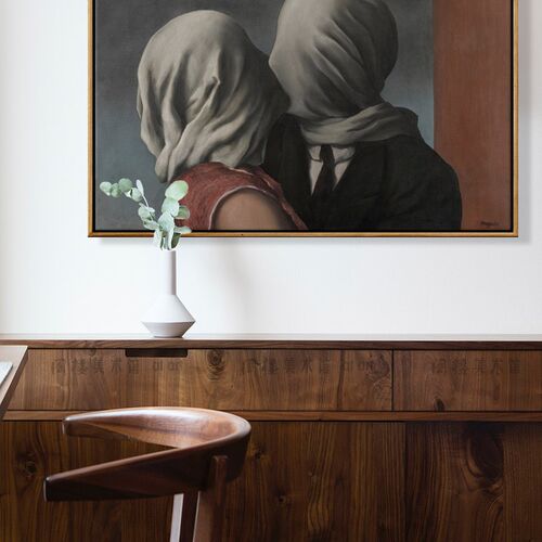 恋人 Rene Magritte 马格利D特 超现实主义小众艺术装饰画客厅卧