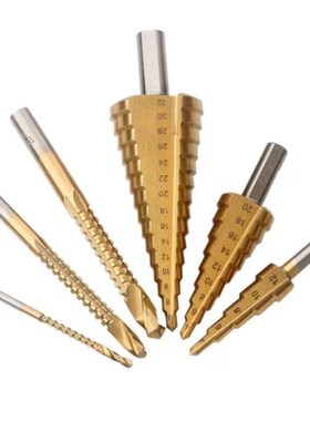 6件套扩孔宝塔套装4-124-2x04-32mm三角柄阶梯钻头3支锯齿钻头