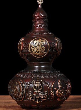 纯铜葫芦摆件开口招财大号v家居客厅玄关装饰品办公室老板桌工艺