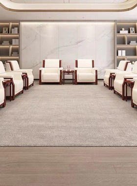 办公沙发会客区贵宾商务洽谈休息区接待室会议布艺V单人位茶几组