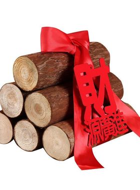 新中式木质原木摆件客厅装饰品财字挂件简约现代装饰摆件