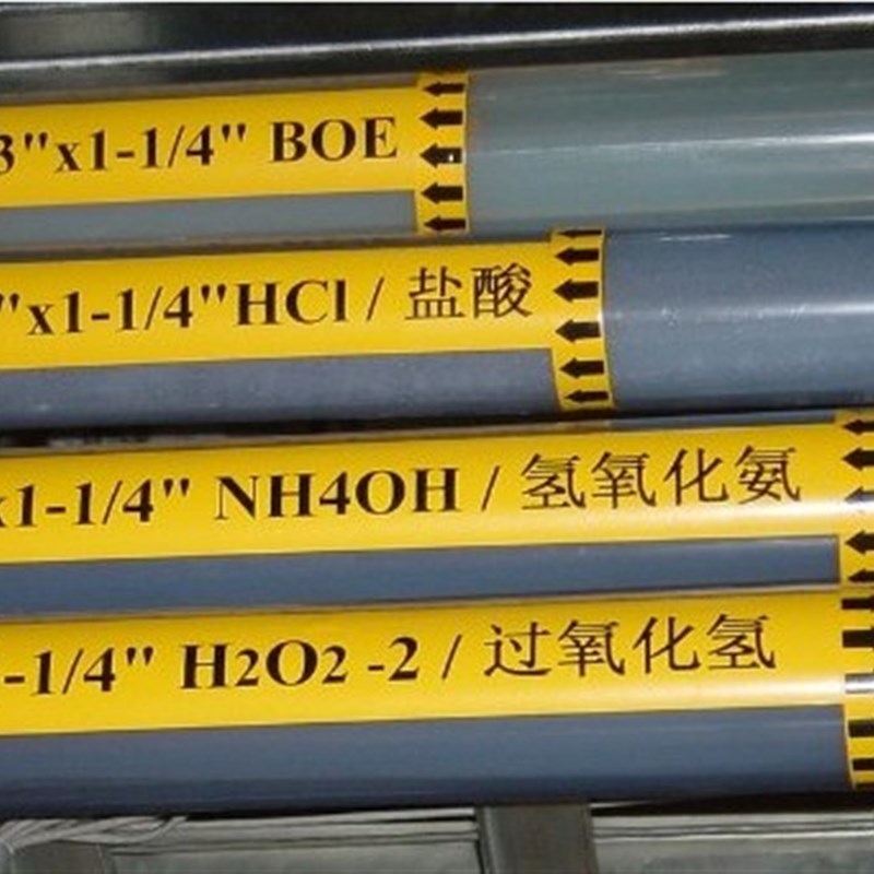 10CM管道流向标志氮气氨气体管路指示标L签色环胶带反光黄底黑箭
