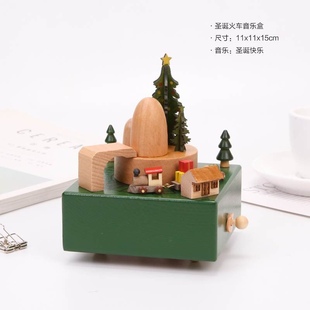 极速Musice box Sky City carousel wooden music box for boys a