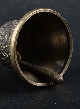 藏教密宗法器g尼泊尔手工纯铜五股金刚铃杵音质出色 4款可选大小