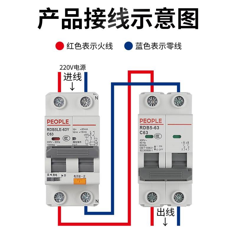 人民电器漏电保护器家用保护开关2P32a窄Q小型漏保空开断路器