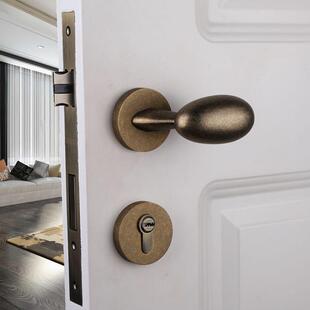 锁具黑色球形锁简约美式 室内青古铜房门球圆蛋Q金色卧室静音分体