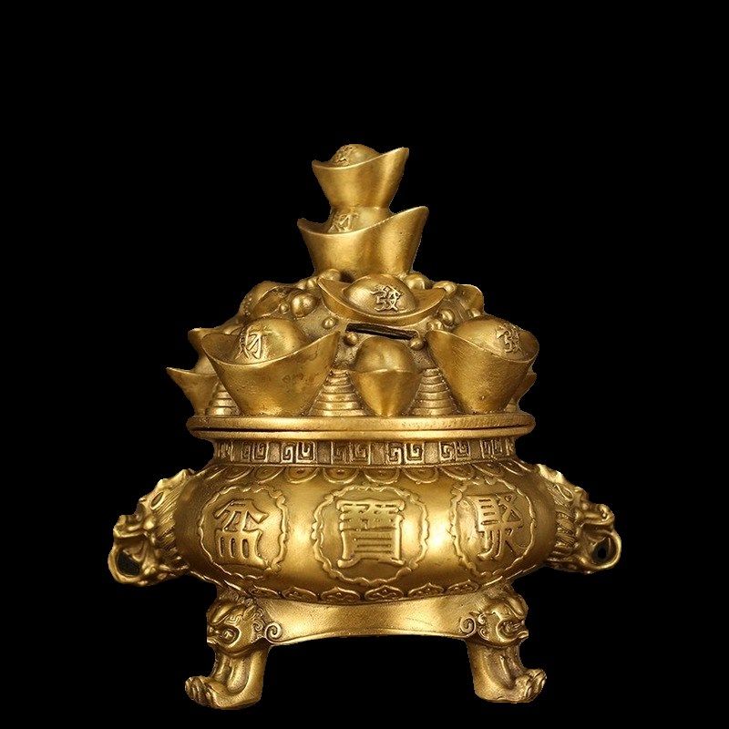 黄铜存钱罐聚宝h盆招财聚财客厅z装饰品风水摆件送店铺装饰开业礼,家居饰品,国学摆件,淘宝优惠券,粉丝福利购,淘宝优惠卷