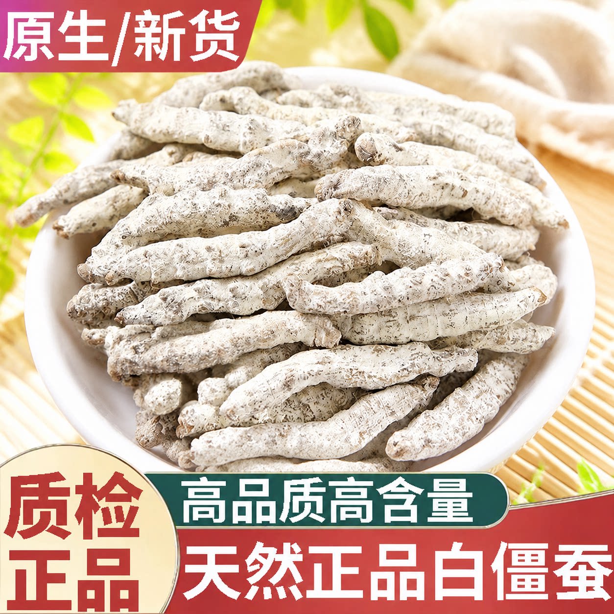 正品天然白僵蚕新货中药材500g正宗白僵蚕磨粉白僵虫天虫姜蚕姜虫