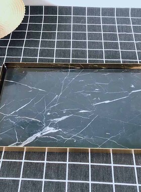 北欧轻奢风创意天然大理石托盘寿司盘甜品餐盘面包砧Y板首饰收纳