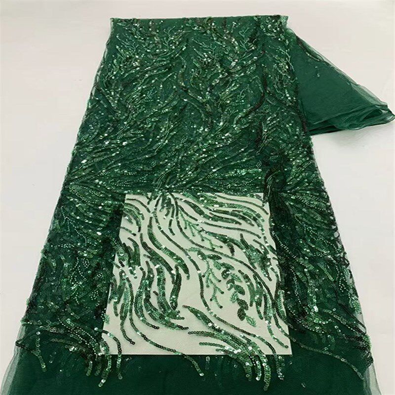 新款珠管珠片绣g泡珠绣蕾丝花边辅料婚纱礼服亮片面料beads lace
