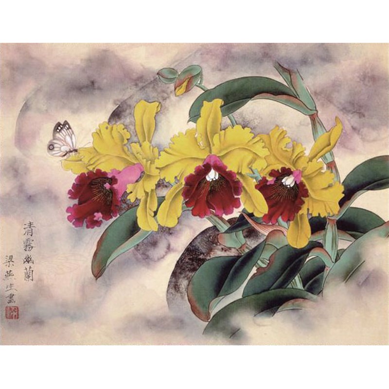 苏绣DIY套件初学 材料包 清雾幽兰 客厅卧室餐厅T书房 刺绣装饰画图片
