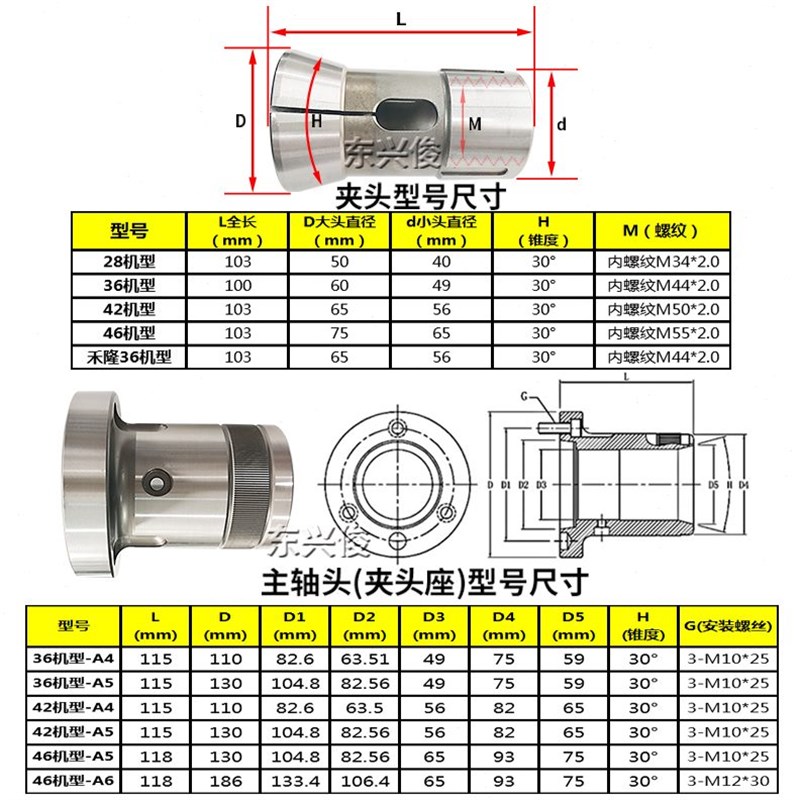 数控车床36夹头CNC拉42高精度禾隆F36筒后机精机夹头式夹弹簧型高