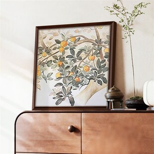苹果树客厅挂画手绘植物油画玄关沙E发背景墙壁画高级感装饰画植