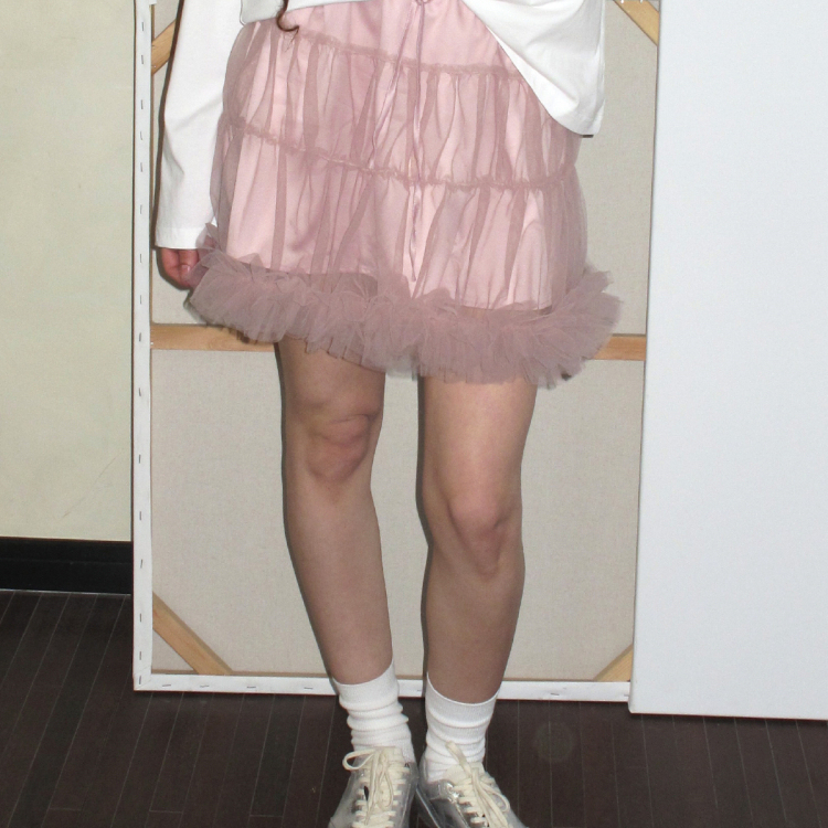 demi et demi【陈都灵/陈芷琰同款】松紧腰网纱木耳边蛋糕蓬蓬裙