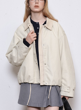 demi et demi Before Sunrise米杏灯芯绒领工装外套白鹅绒羽绒服