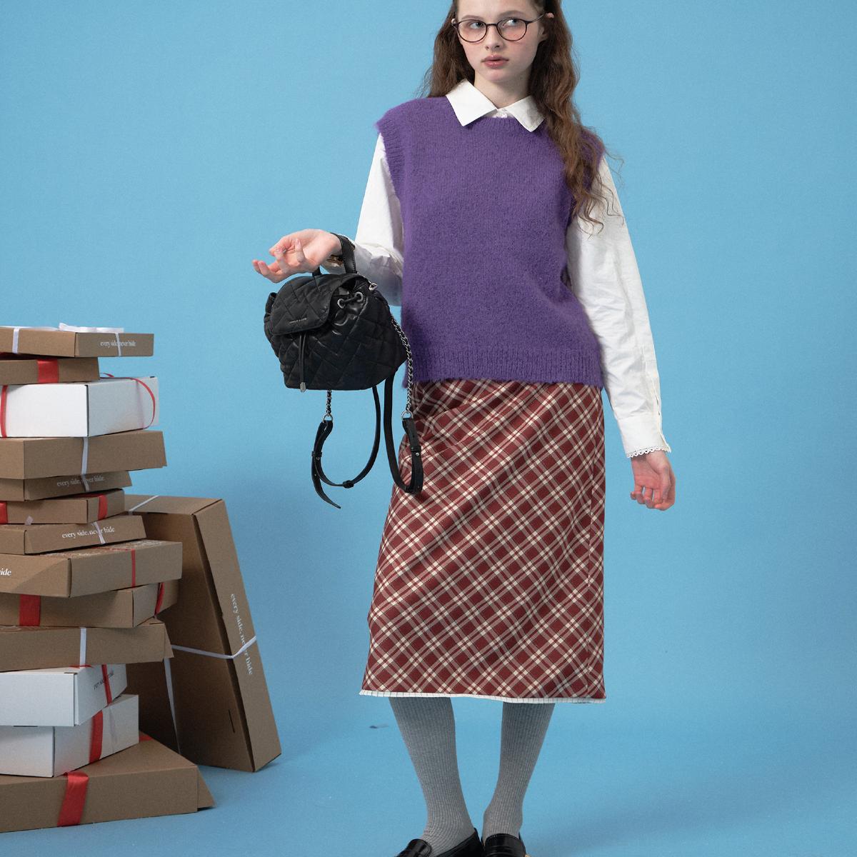 毛呢秋冬款demietdemidemi中长裙