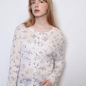 demi Sunrise50%绵羊毛白色小碎花印花针织开衫 Before