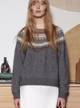 demi et demi Lazy Winter“旧林叙章”深灰色复古提花卫衣