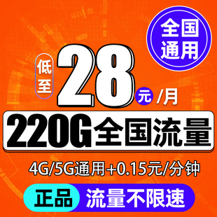联通流量卡纯流量上网卡流量无线限卡5g手机电话卡全国通用大王卡