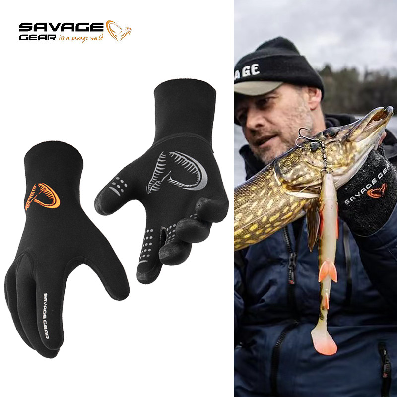 Savage Gear3.5MM浮潜手套保暖防刮成人男女防滑耐磨海钓潜水手套