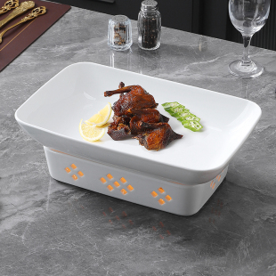 明炉餐具餐厅陶瓷菜盘鱼盘蜡烛加热炉保温明档菜品展示盘摆菜商用