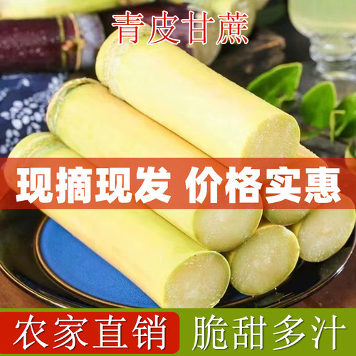 青皮甘蔗新鲜5斤包邮到家现砍现发清甜多汁黄皮甘蔗孕妇水果甘蔗