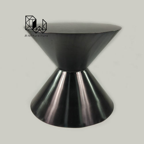 现代简约不锈钢黑钛沙漏造型茶几