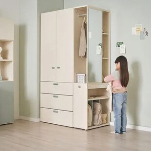 se衣柜收纳家用森a汉h卧室ns衣橱镜柜m书柜落地妆实木柜儿童衣柜