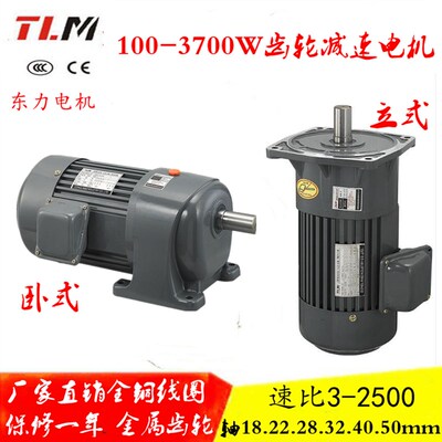 东力减速电机变频调速马达200W400三相380V 220V卧式低速慢速电机