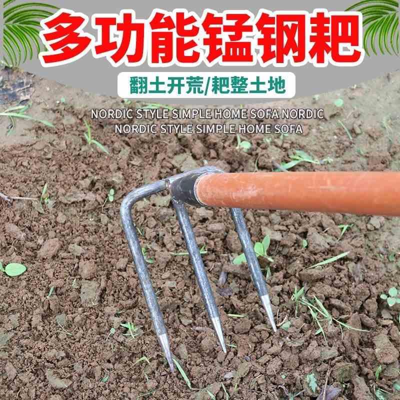 钢耙多齿耙子二齿三齿四齿耙赶海翻地刨红薯花生除草家用抓钩耙子