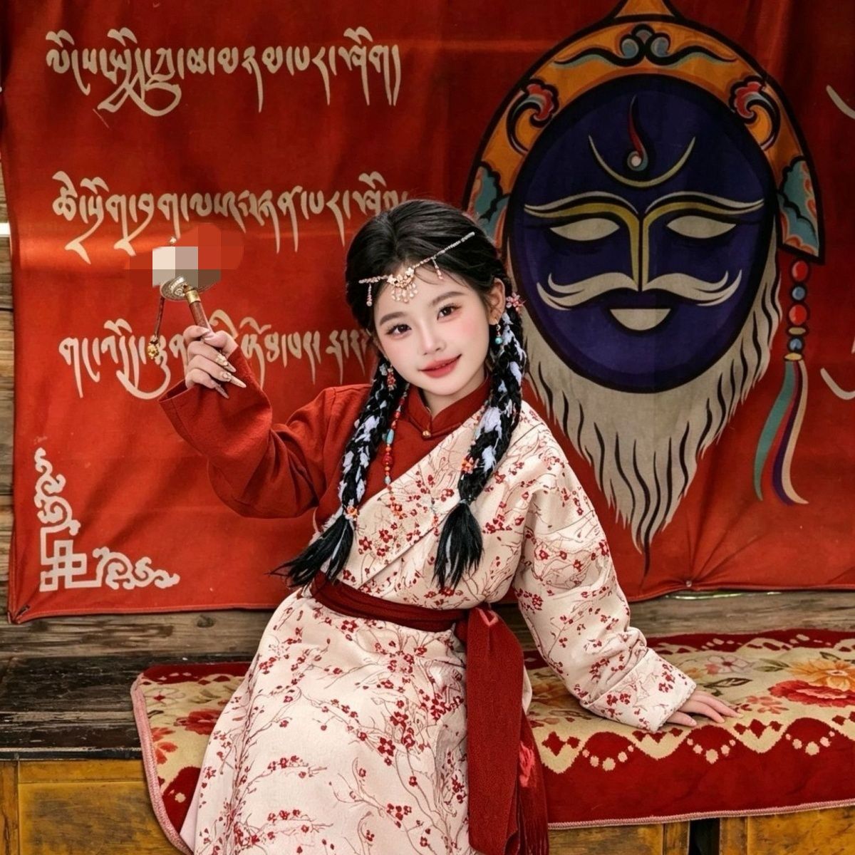 藏族新款儿童旅拍服装民族风中大童薄款藏族藏袍香格里拉甘南旅拍